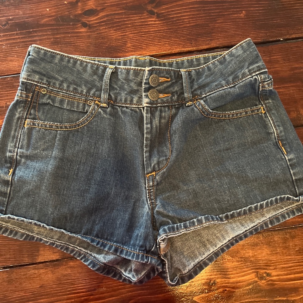 Old Navy Women's Shorts Size 2 Blue High Rise Cotton Denim Dark Wash 2 Button